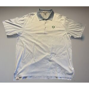 Peter Millar Short Sleeve Golf Polo Shirt Blue Striped Embroidered Logo XXL JBHS